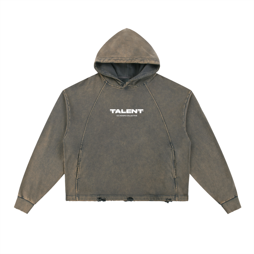 NO TALENT HOODIE - STONE GREY